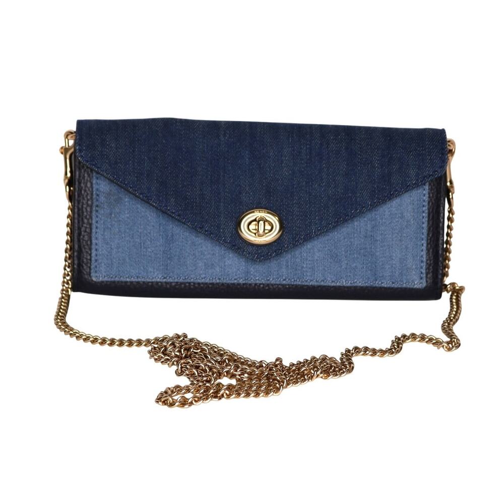 Coach Denim Colorblock Envelope Wallet Chaine Purse C3317